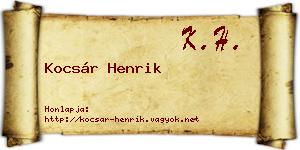 Kocsár Henrik névjegykártya